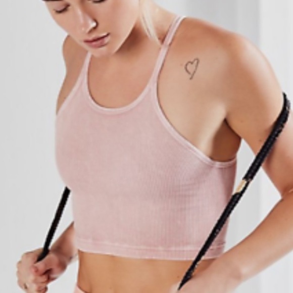 NWOT Free People Movement Happiness Runs Crop Pale Pink Sz XS/S - Picture 1 of 13